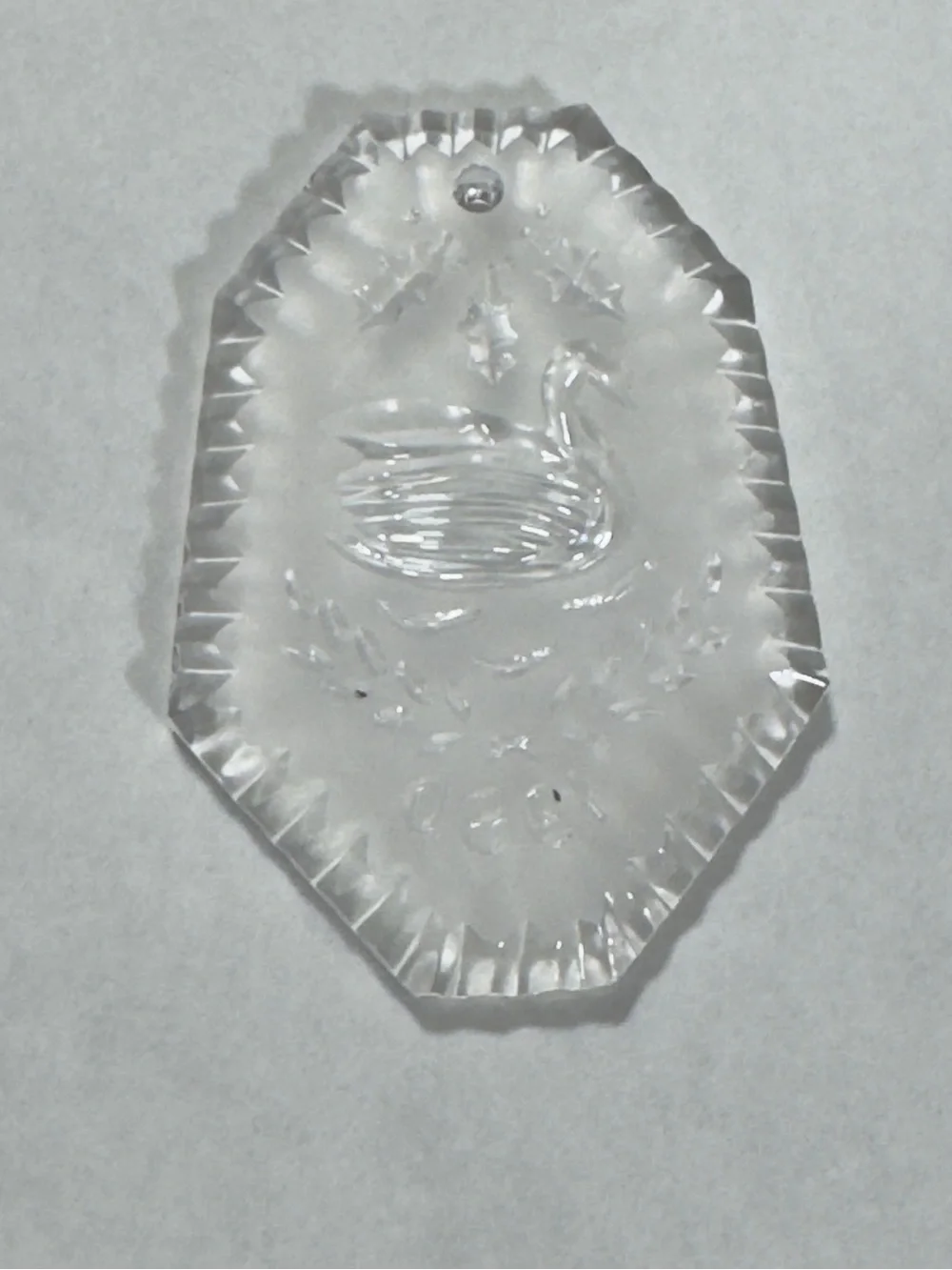 Vintage 1990 Waterford Ornament Crystal Glass Swan Christmas Etched l Holiday
